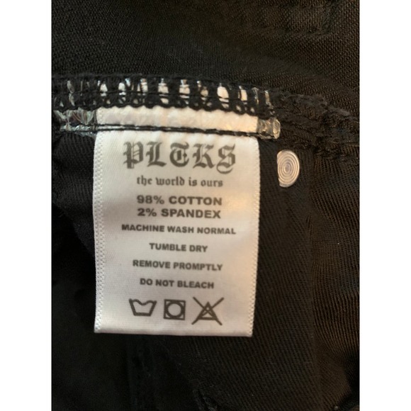 PLTKS the world is ours Men's Size 30/33 Black Skinny Jean Faux Leather Insert - Picture 8 of 8